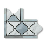 Carrara White Marble Honed Lantern Border Corner w/ Blue-Gray Dots - American Tile Depot