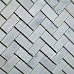 Carrara White Marble Polished Mini Herringbone Mosaic Tile | FINAL SALE Carrara White Marble Polished Mini Herringbone Mosaic Tile | FINAL SALE - American Tile Depot