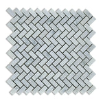 Carrara White Marble Polished Mini Herringbone Mosaic Tile | FINAL SALE Carrara White Marble Polished Mini Herringbone Mosaic Tile | FINAL SALE - American Tile Depot