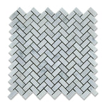 Carrara White Marble Polished Mini Herringbone Mosaic Tile | FINAL SALE Carrara White Marble Polished Mini Herringbone Mosaic Tile | FINAL SALE - American Tile Depot