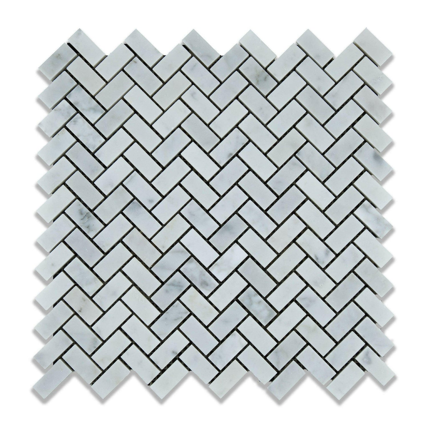 Carrara White Marble Polished Mini Herringbone Mosaic Tile Carrara White Marble Polished Mini Herringbone Mosaic Tile - American Tile Depot