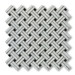 Carrara White Marble Polished Stanza Basketweave Mosaic Tile w/ Black Dots - American Tile Depot
