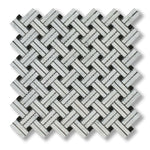 Carrara White Marble Polished Stanza Basketweave Mosaic Tile w/ Black Dots - American Tile Depot