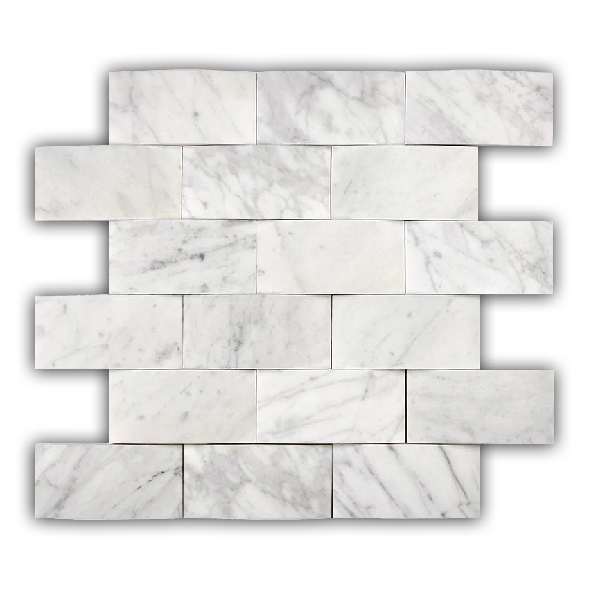 2x4 Carrara White Marble Round-Faced (CNC-Arched / Wavy) Honed Brick Mosaic Tile 2x4 Carrara White Marble Round-Faced (CNC-Arched / Wavy) Honed Brick Mosaic Tile - American Tile Depot