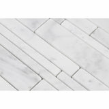 Carrara White Marble Honed Random Strip Mosaic Tile