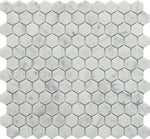 2" Mineralis Carrara Marble Polished Hexagon Stone & Glass Mosaic Tile-American Tile Depot