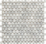 Mineralis Carrara Marble Polished Penny Stone & Glass Mosaic Tile-American Tile Depot