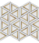 Mineralis Carrara White Metal Polished Geometric Stone & Glass Mosaic Tile-American Tile Depot