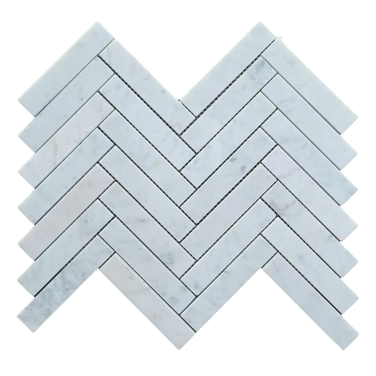 Carrara White Marble Honed 1.25 x 6 Herringbone Mosaic Tile-American Tile Depot