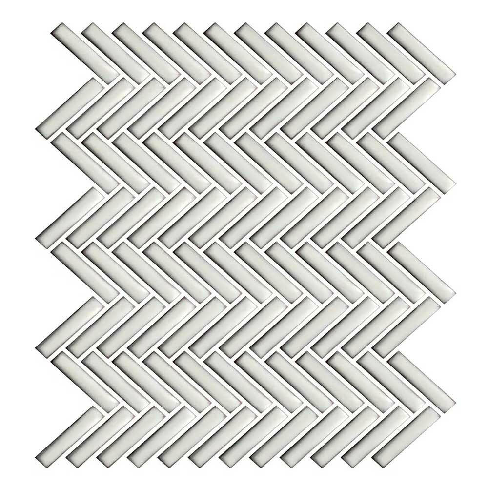Cerelia Antique White Glossy Herringbone Porcelain Mosaic Tile Cerelia Antique White Glossy Herringbone Porcelain Mosaic Tile - American Tile Depot