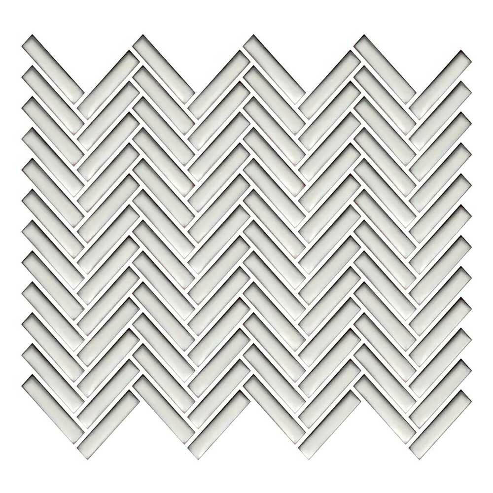 Cerelia Antique White Glossy Herringbone Porcelain Mosaic Tile Cerelia Antique White Glossy Herringbone Porcelain Mosaic Tile - American Tile Depot