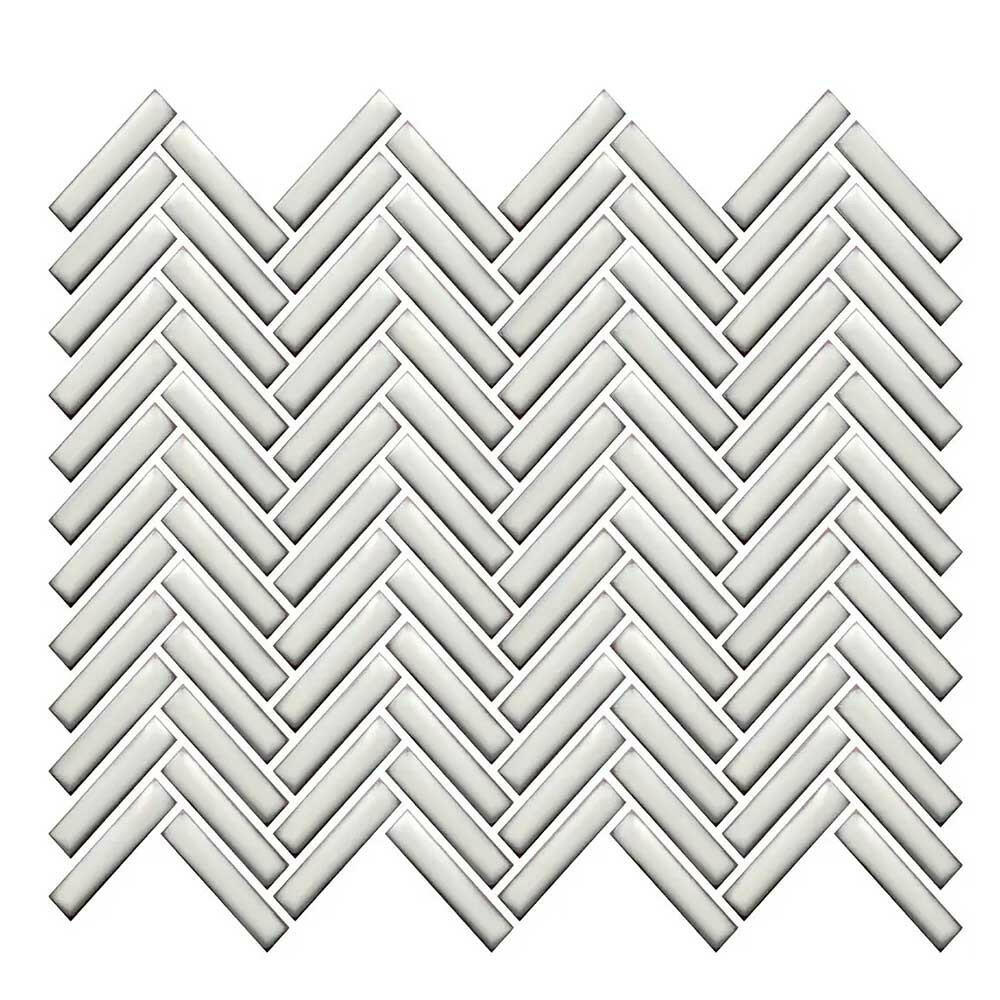 Cerelia Antique White Glossy Herringbone Porcelain Mosaic Tile Cerelia Antique White Glossy Herringbone Porcelain Mosaic Tile - American Tile Depot