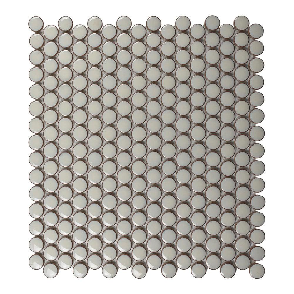 Cerelia Cream Glossy Penny Porcelain Mosaic Tile Cerelia Cream Glossy Penny Porcelain Mosaic Tile - American Tile Depot