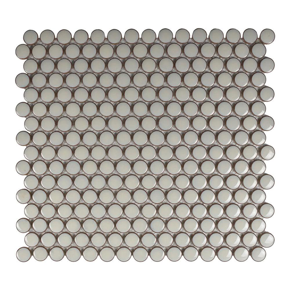 Cerelia Cream Glossy Penny Porcelain Mosaic Tile - American Tile Depot
