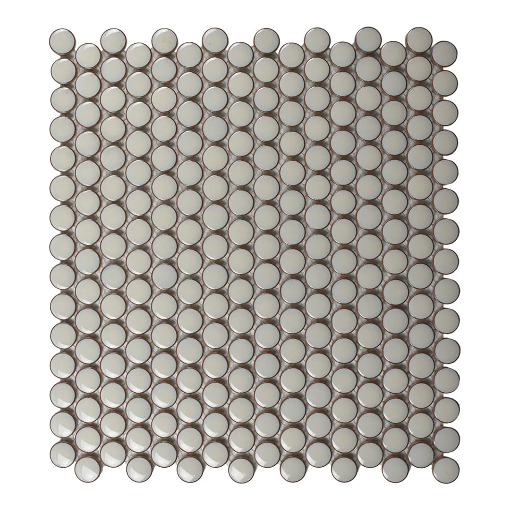 Cerelia Cream Glossy Penny Porcelain Mosaic Tile