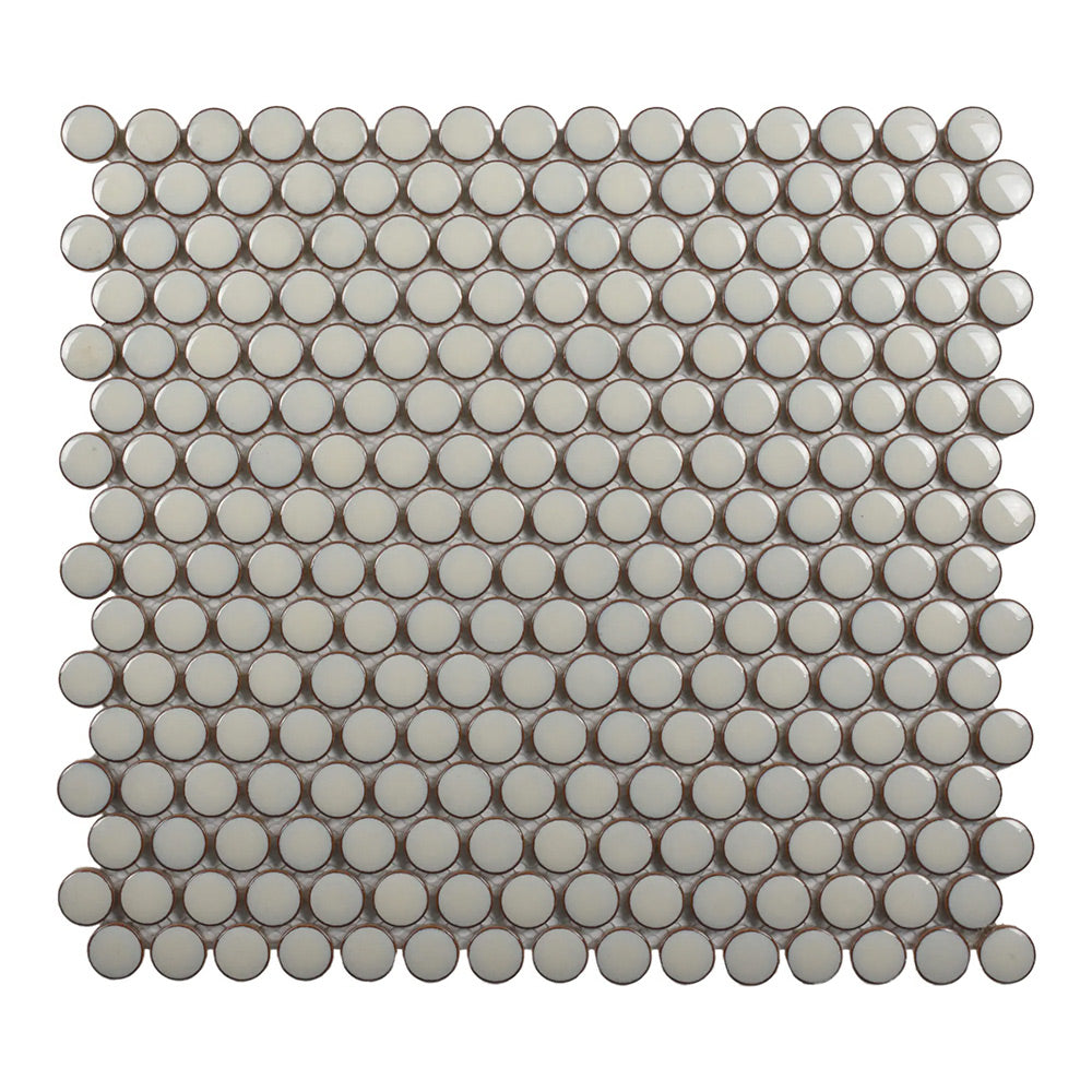 Cerelia Cream Glossy Penny Porcelain Mosaic Tile
