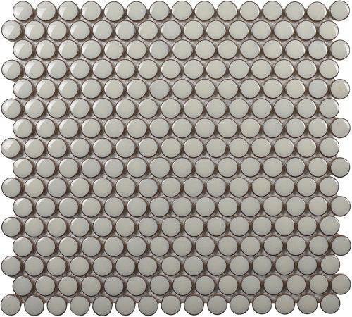 Cerelia Cream Glossy Penny Porcelain Mosaic Tile - American Tile Depot