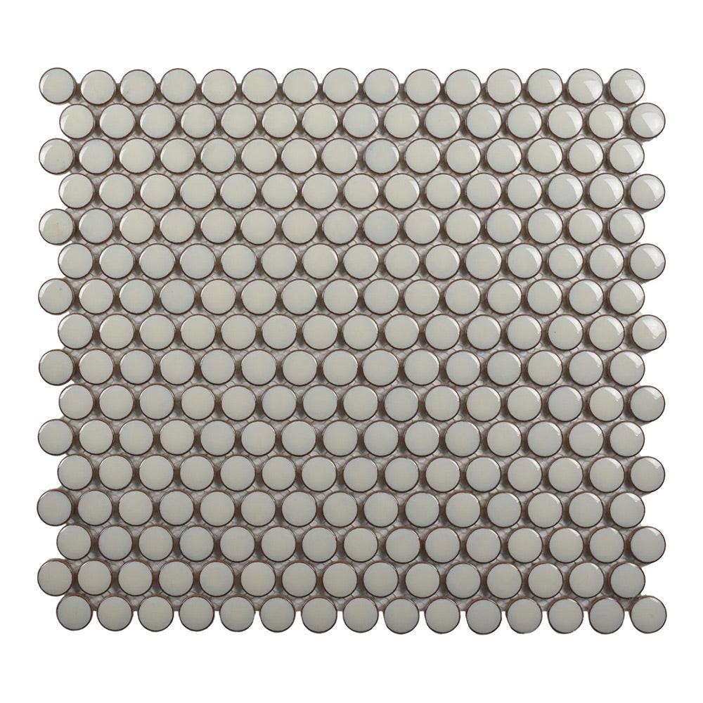 Cerelia Cream Glossy Penny Porcelain Mosaic Tile Cerelia Cream Glossy Penny Porcelain Mosaic Tile - American Tile Depot