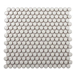 Cerelia Pearl White Glossy Penny Round Porcelain Mosaic Tile Cerelia Pearl White Glossy Penny Round Porcelain Mosaic Tile - American Tile Depot