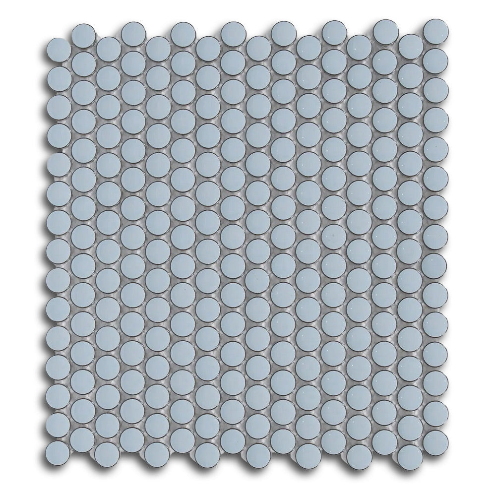 Cerelia Sky Blue Glossy Penny Porcelain Mosaic Tile