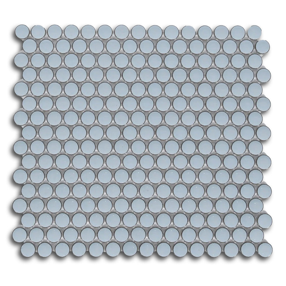 Cerelia Sky Blue Glossy Penny Porcelain Mosaic Tile
