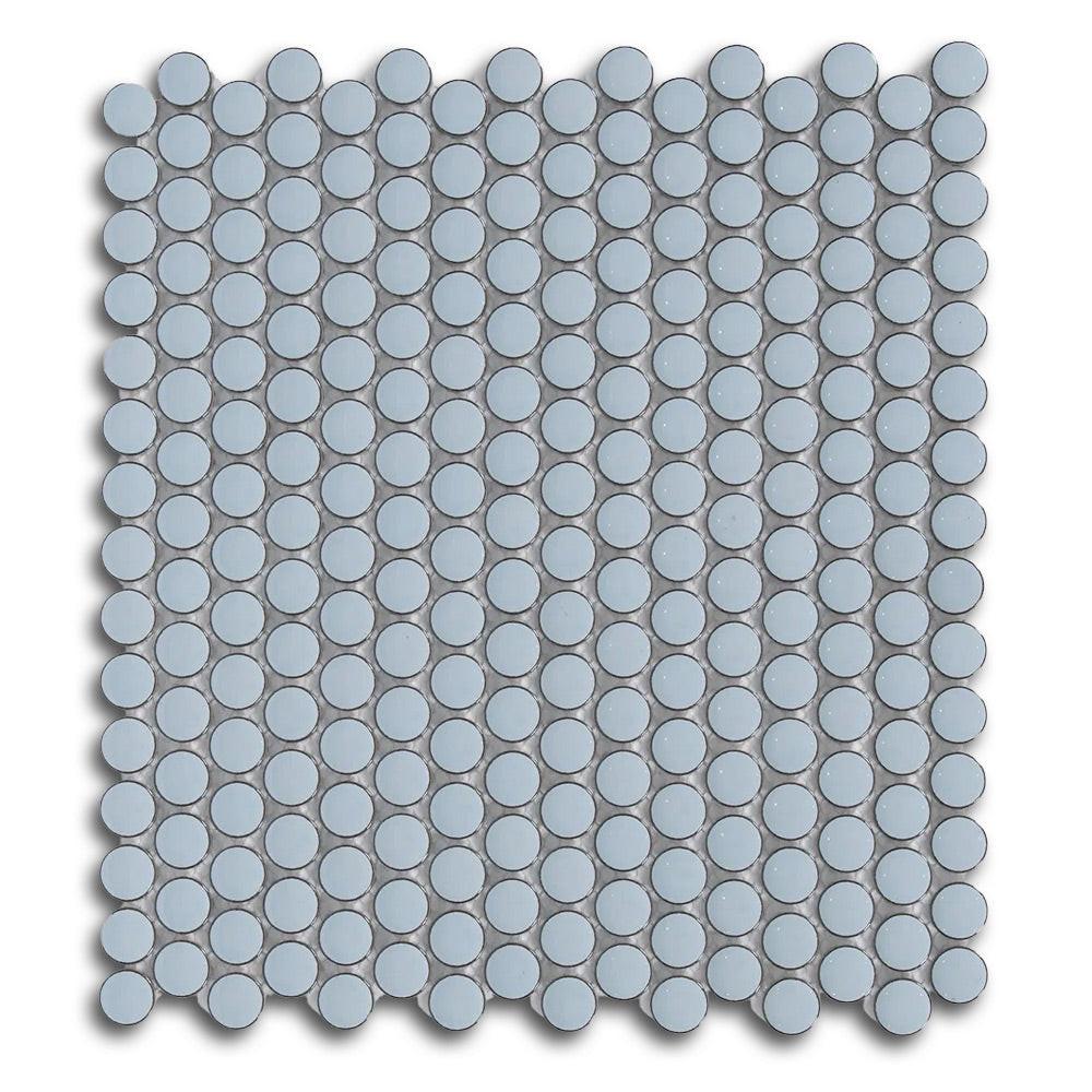 Cerelia Sky Blue Glossy Penny Round Porcelain Mosaic Tile Cerelia Sky Blue Glossy Penny Round Porcelain Mosaic Tile - American Tile Depot