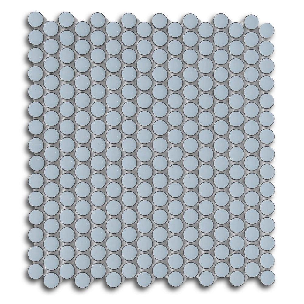 Cerelia Sky Blue Glossy Penny Round Porcelain Mosaic Tile Cerelia Sky Blue Glossy Penny Round Porcelain Mosaic Tile - American Tile Depot