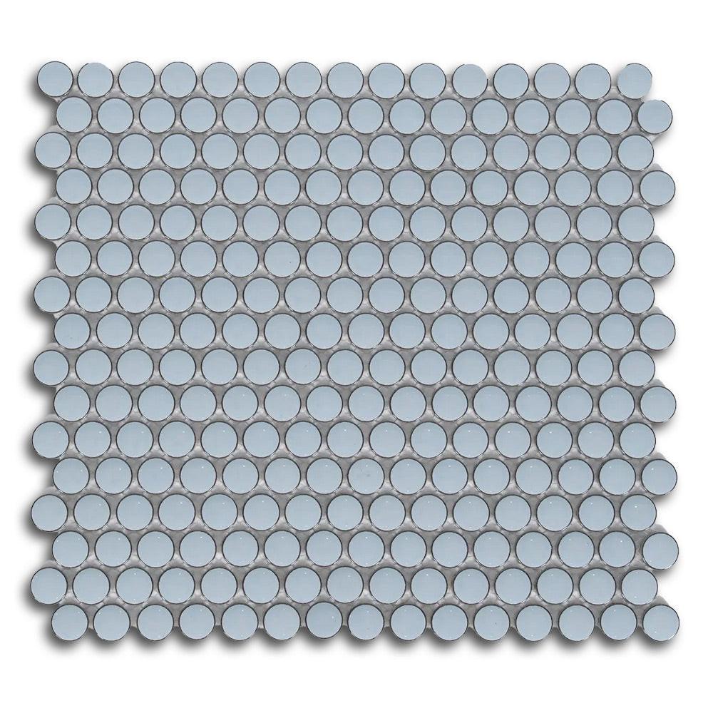 Cerelia Sky Blue Glossy Penny Round Porcelain Mosaic Tile Cerelia Sky Blue Glossy Penny Round Porcelain Mosaic Tile - American Tile Depot