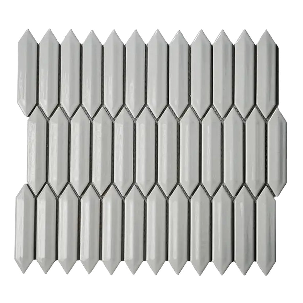 Cerelia White Glossy Herringbone Porcelain Mosaic Tile