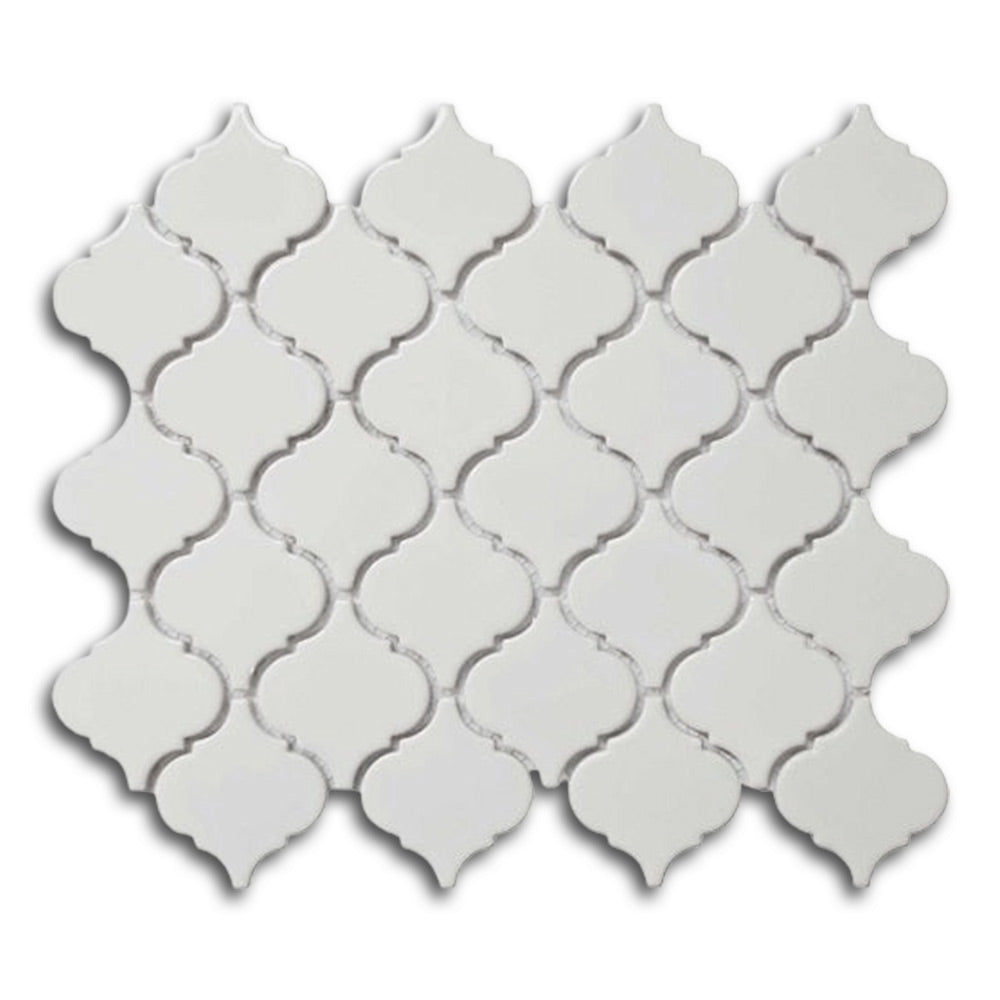 Cerelia White Glossy Lantern Porcelain Mosaic Tile