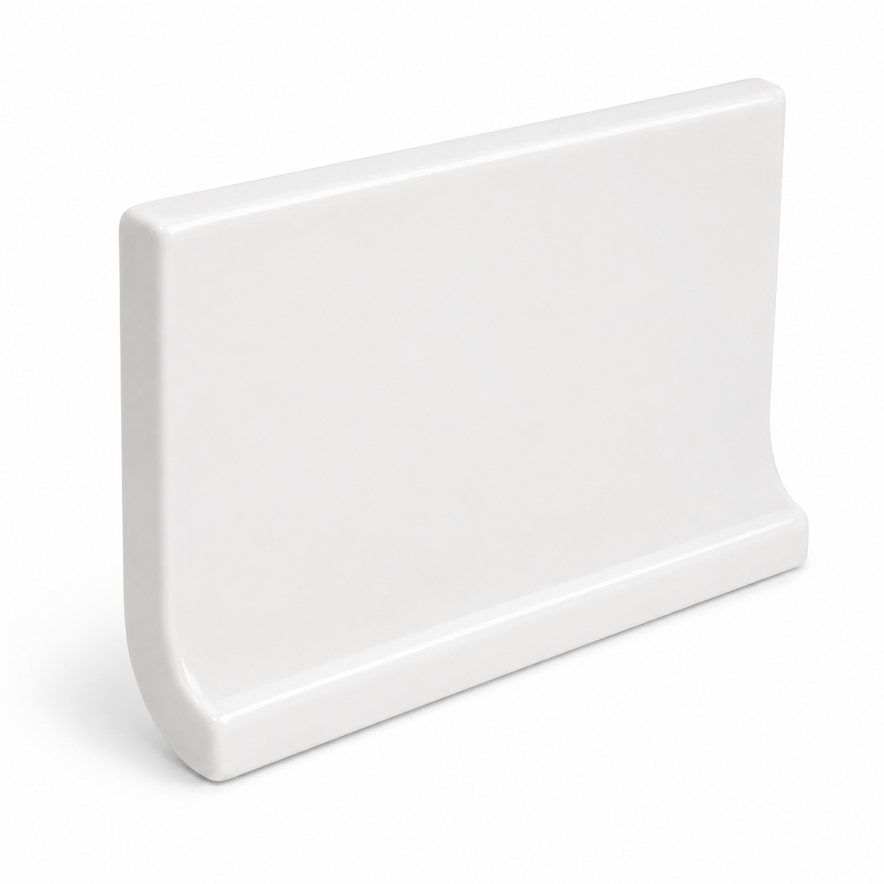 Pure Bright White Ice Ceramic Wall Trim - 3 3/4" x 6" Left Cove Corner - American Tile Depot