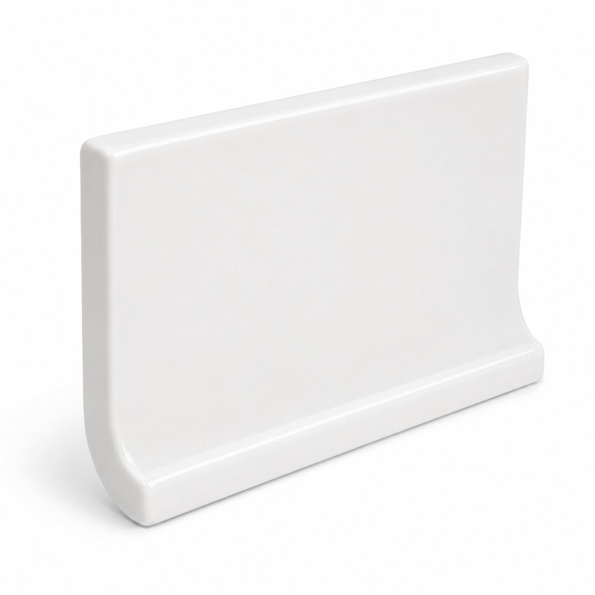 Pure Bright White Ice Ceramic Wall Trim - 3 3/4" x 6" Left Cove Corner - American Tile Depot
