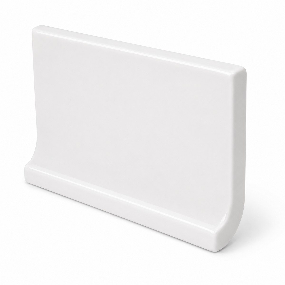 Pure Bright White Ice Ceramic Wall Trim - 3 3/4" x 6" Left Cove Corner - American Tile Depot