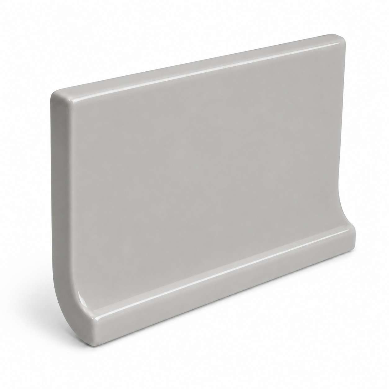 Pure Bright Tender Gray Ceramic Wall Trim - 3 3/4" x 6" Cove Base - American Tile Depot