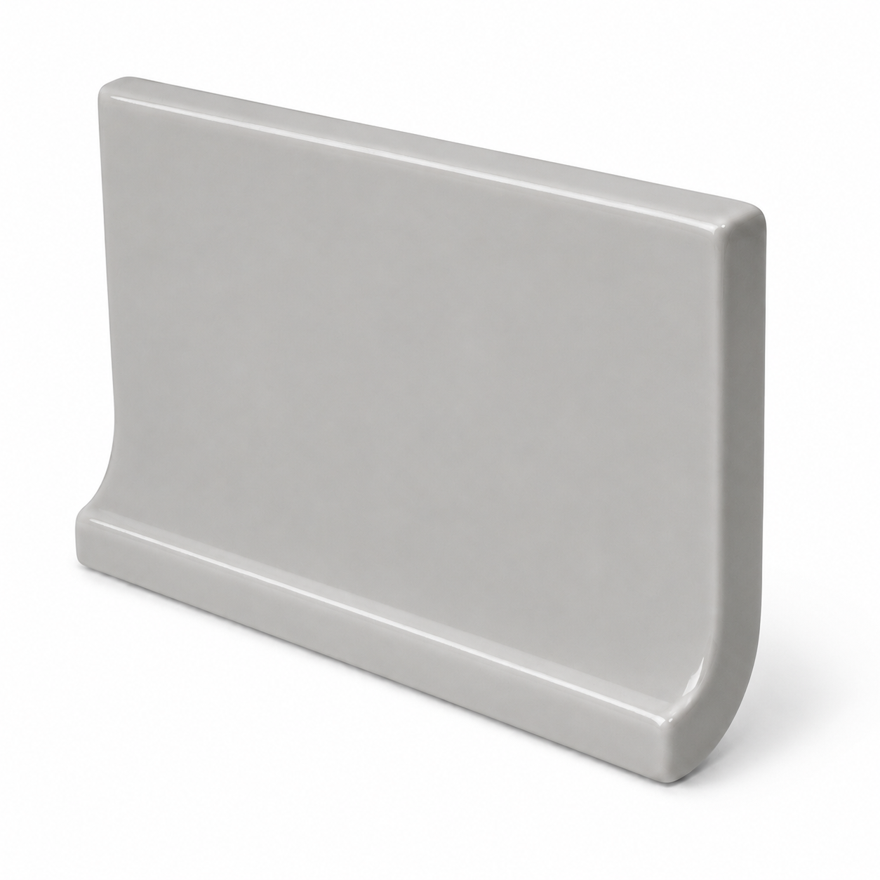 Pure Bright Tender Gray Ceramic Wall Trim - 3 3/4" x 6" Cove Base - American Tile Depot