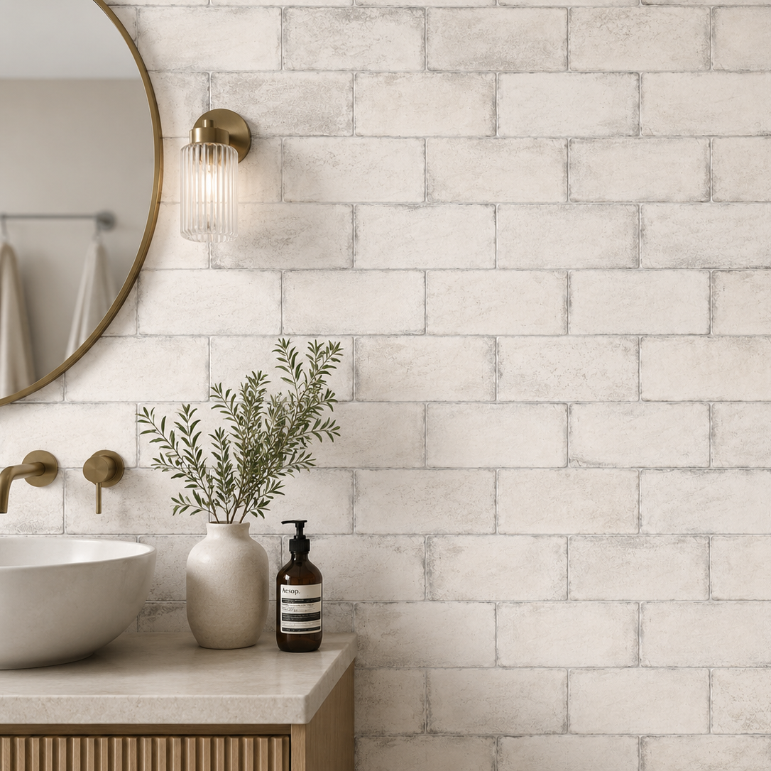 6x12 Mirambell Blanco Matte Brick Look Porcelain Tile - American Tile Depot