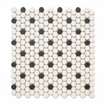 Color Wheel B&W Penny Round Matte Ceramic Mosaic Tile - American Tile Depot