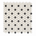 Color Wheel B&W Penny Round Matte Ceramic Mosaic Tile - American Tile Depot