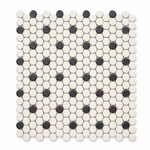 Color Wheel B&W Penny Round Matte Ceramic Mosaic Tile - American Tile Depot