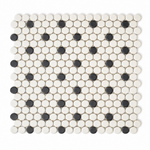 Color Wheel B&W Penny Round Matte Ceramic Mosaic Tile - American Tile Depot
