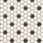 Color Wheel B&W Penny Round Matte Ceramic Mosaic Tile - American Tile Depot