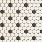 Color Wheel B&W Penny Round Matte Ceramic Mosaic Tile - American Tile Depot
