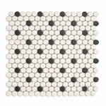 Color Wheel B&W Penny Round Matte Ceramic Mosaic Tile - American Tile Depot