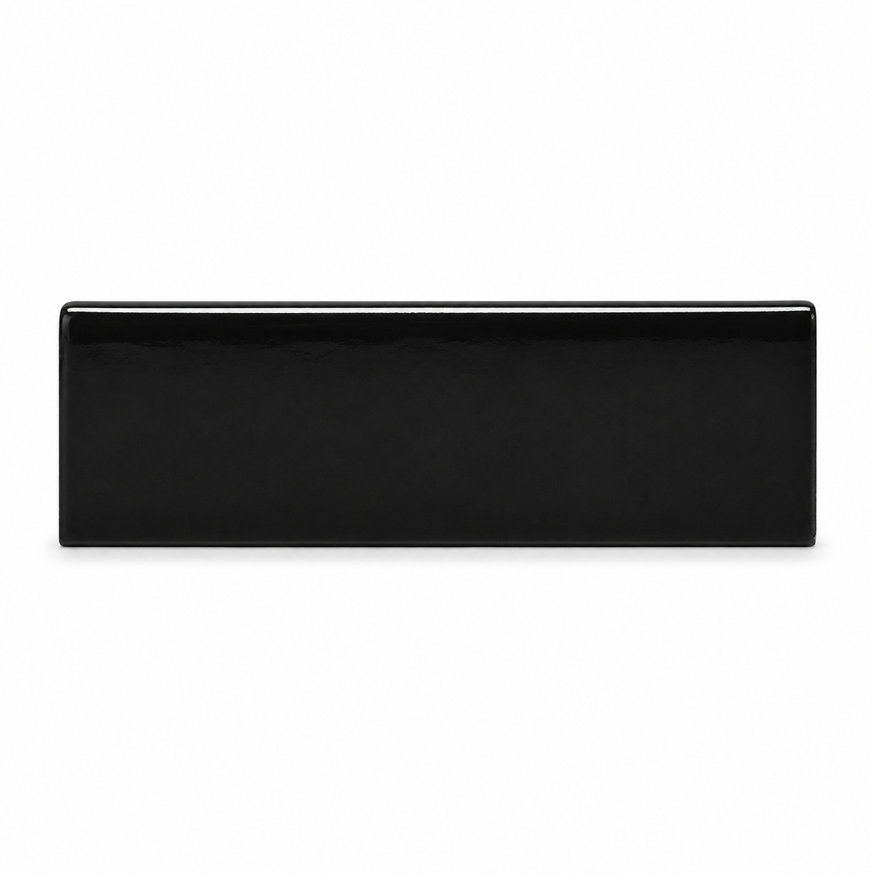 3x12 Crafta Black Glossy Solid Color Ceramic Bullnose Tile - American Tile Depot