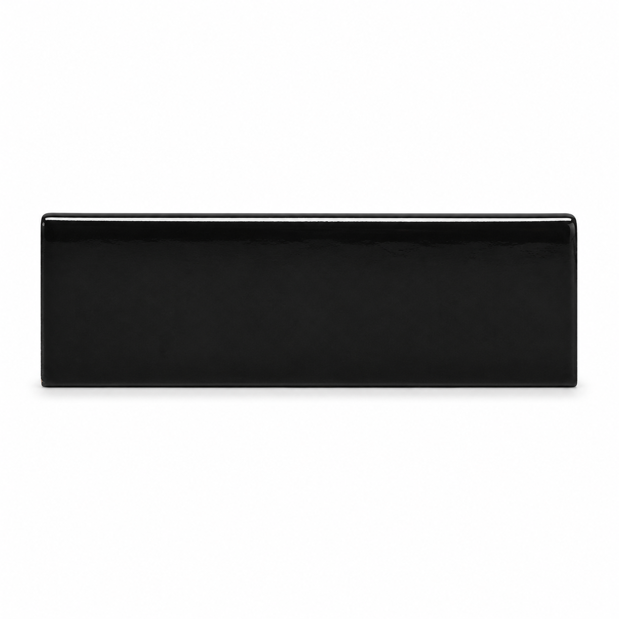 3x12 Crafta Black Glossy Solid Color Ceramic Bullnose Tile - American Tile Depot