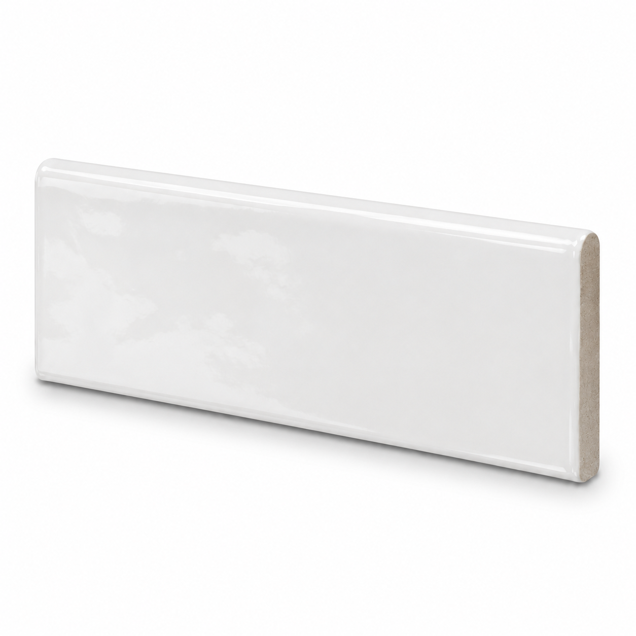 3x12 Crafta White Ice Glossy Solid Color Ceramic Bullnose Tile - American Tile Depot