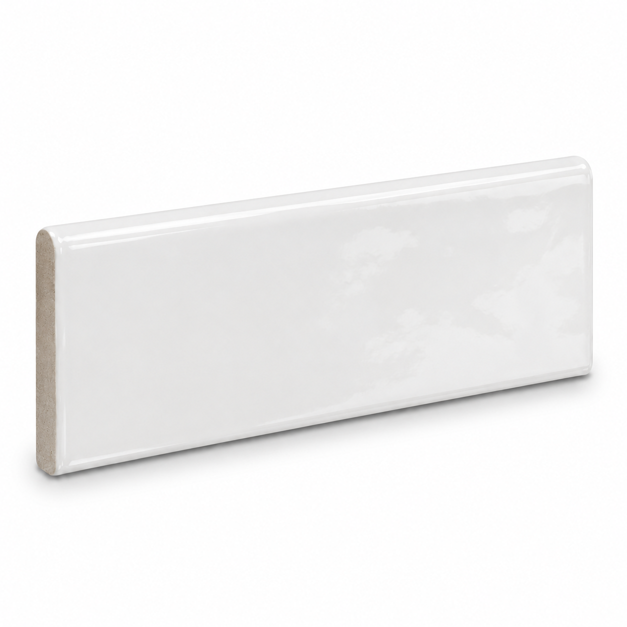 3x12 Crafta White Ice Glossy Solid Color Ceramic Bullnose Tile - American Tile Depot