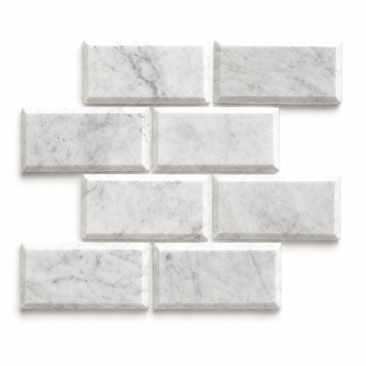 3x6 Carrara White Marble Polished & Beveled Tile