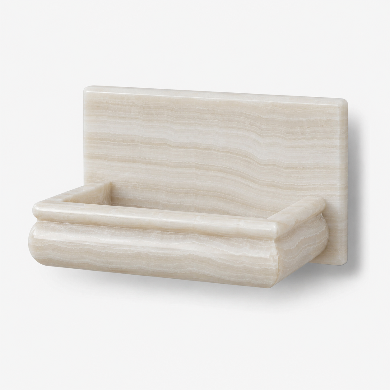 Premium White Onyx VEIN-CUT Hand-Made Custom Soap Holder - Soap Dish - Polished - American Tile Depot