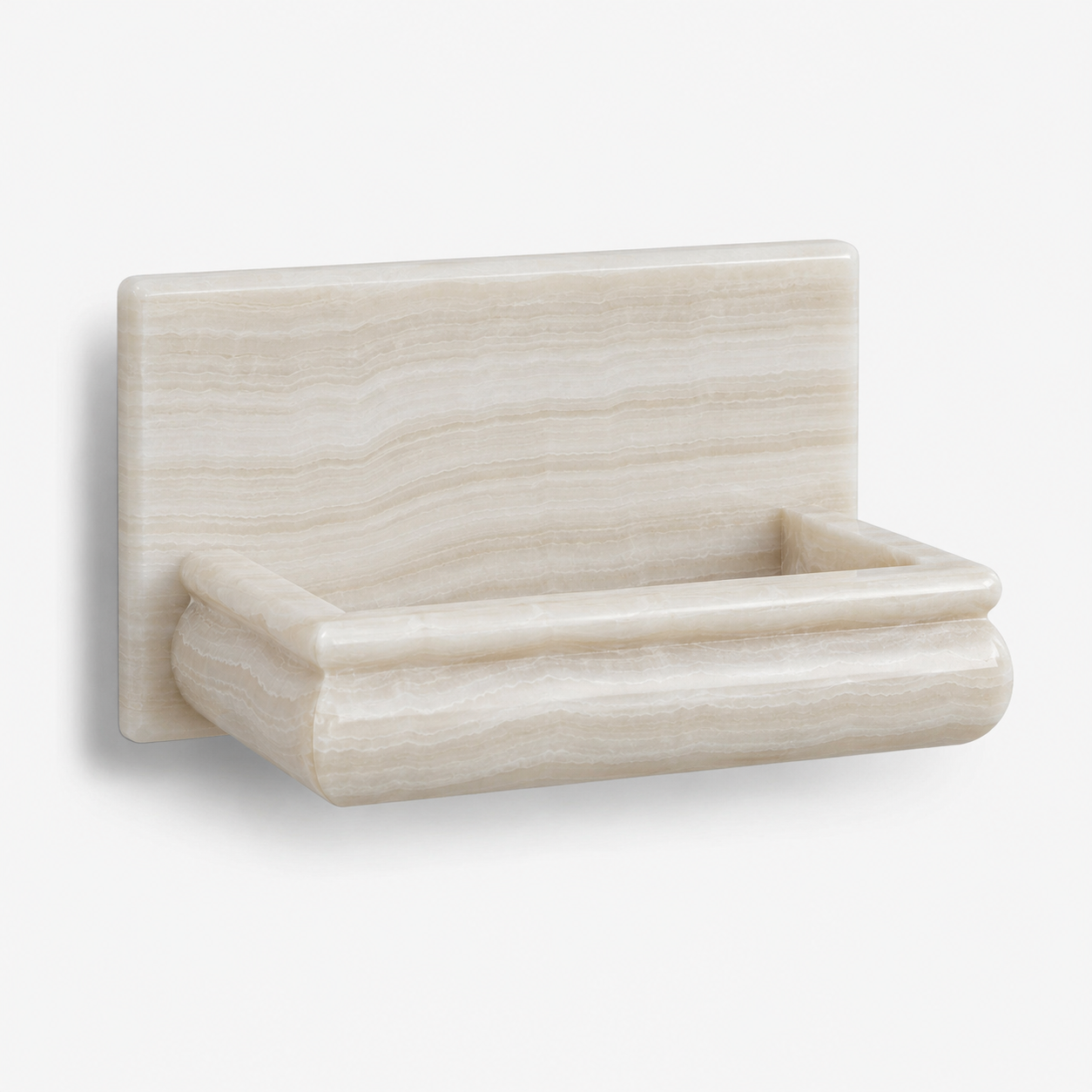 Premium White Onyx VEIN-CUT Hand-Made Custom Soap Holder - Soap Dish - Polished - American Tile Depot